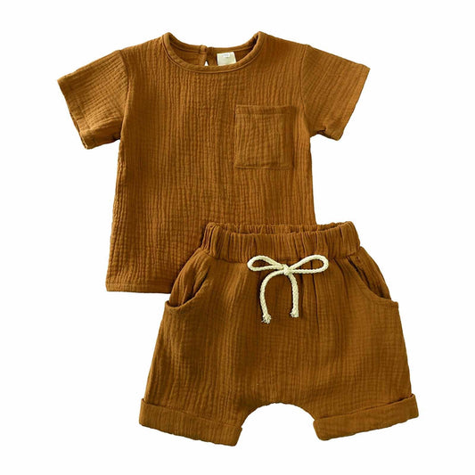 Frasu- Children's Unisex Outfit, Leisure Styled Sleeveless T-Shirt, Shorts for 6-9 Month-old