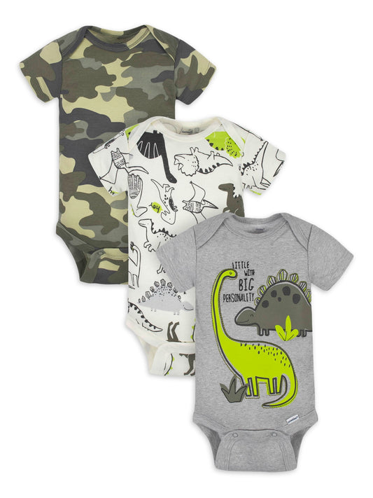 Gerber Baby Boy Short Sleeve Onesies Bodysuits, 3-Pack (Preemie - 12M)