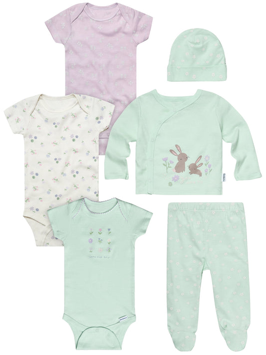 Gerber Baby Neutral 6-Piece Gift Set, Sizes Newborn - 3/6 Months