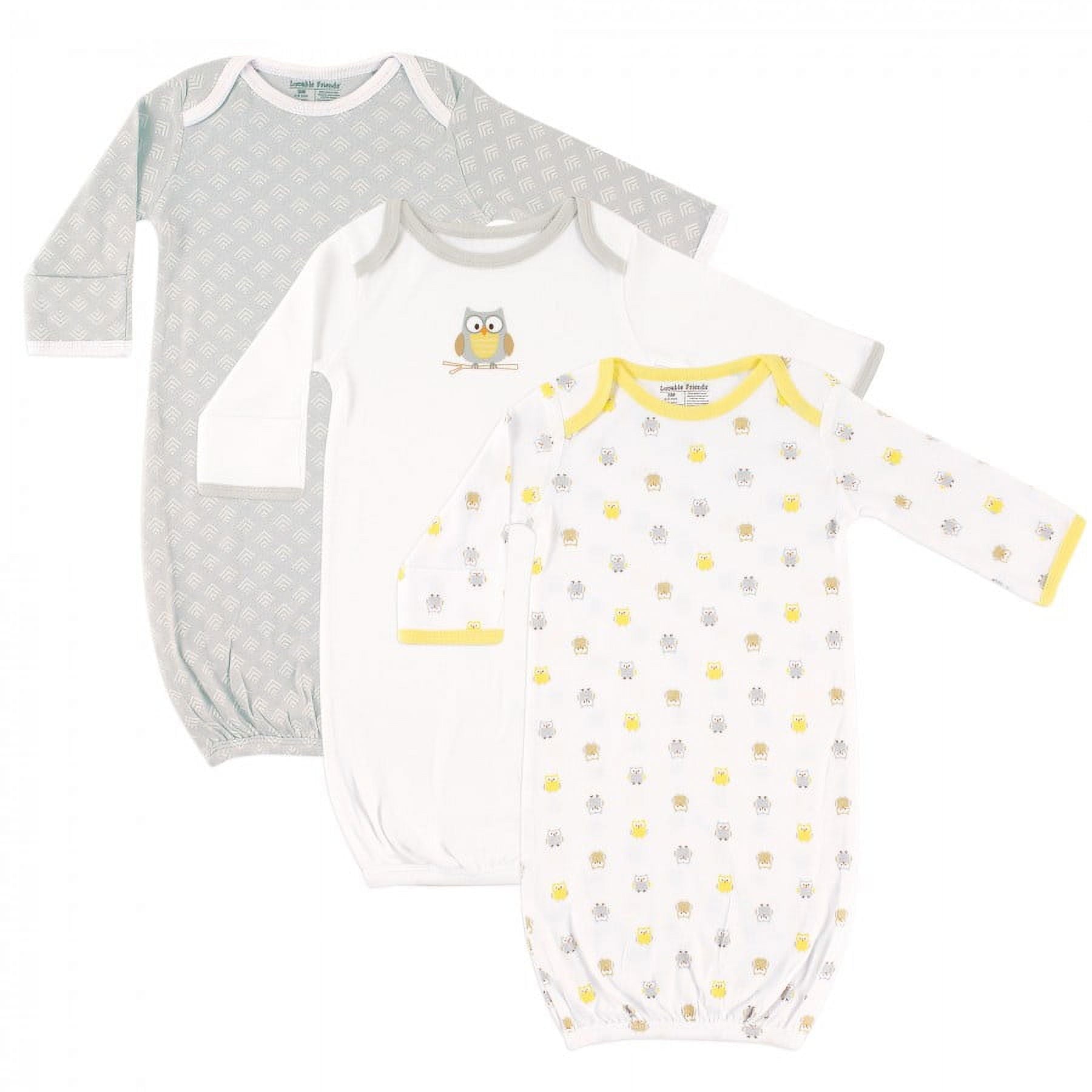 Luvable Friends Cotton Gowns, Owl, Preemie/Newborn