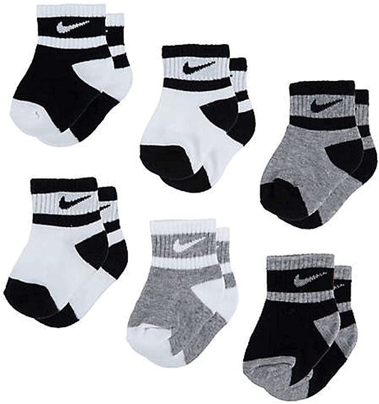 Nike Baby Lightweight Ankle Black & White Socks 6 Pack Size Infant 12-24 Months