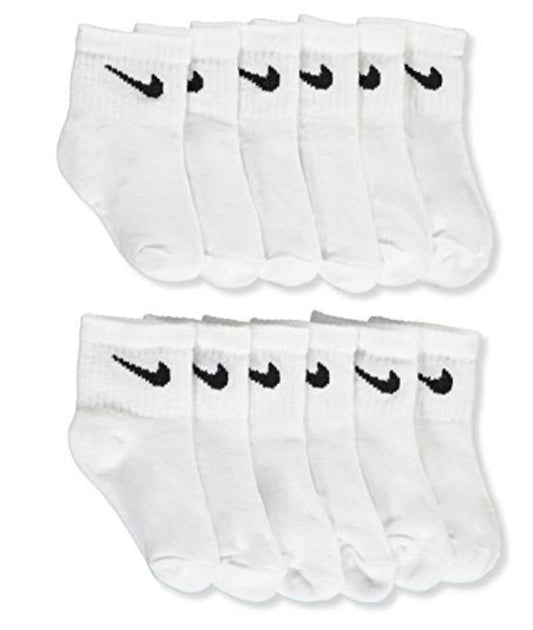 Nike Kids Logo Socks (Infant/toddler) White 12-24 Months (2-3Infant)