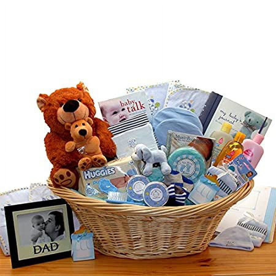 Organic Stores Deluxe Baby Shower Basket Gift, Blue for Boys, Newborn