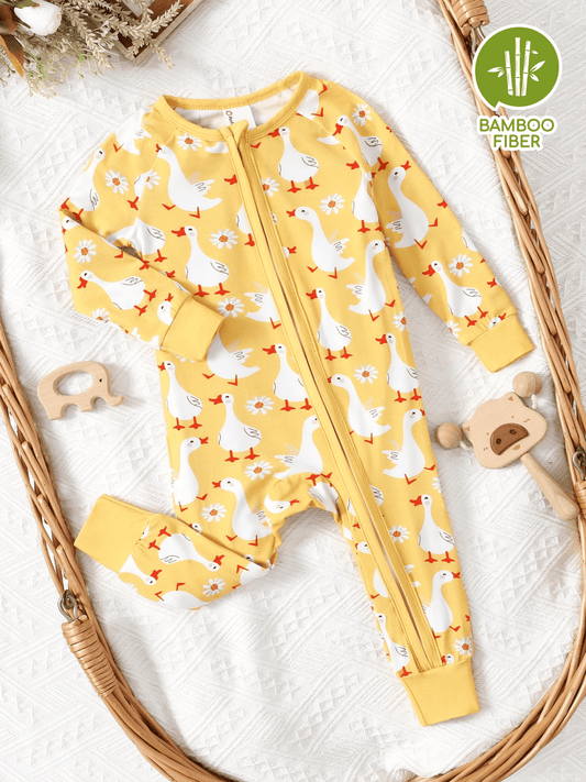 PatPat Bamboo Baby Pajamas Baby Boy Girl Pajamas Gift Snug Fit Long-Sleeved Zipper Baby Bodysuits for Newborn,0-3 Months