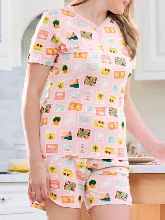 PatPat Viscose from Bamboo Pajamas for Women Family Matching Breathable Short Sleeve Skinny Comfy Soft Pajamas Set Women S-XL