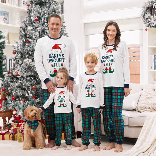 PatPat Christmas Pajamas Family Matching Pajamas Christmas Gift Pj Sets for Pet, White/Green, Pet