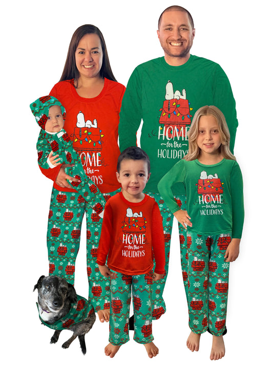 Peanuts Snoopy Women’s Home for the Holidays Matching Family Pajamas Set, 2-Piece