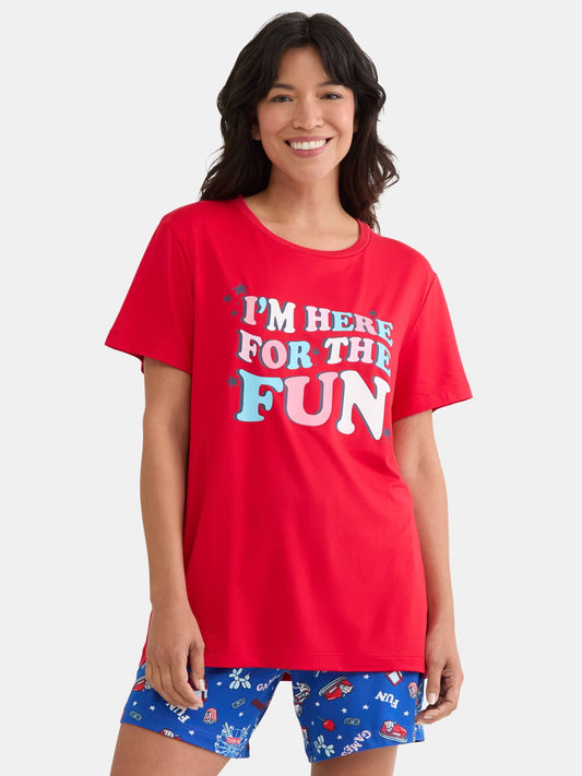 Summer Women's Americana Matching Family Sleepwear Top and Shorts Pajama Set from Way to Celebrate, 2-Piece, Sizes S-3X