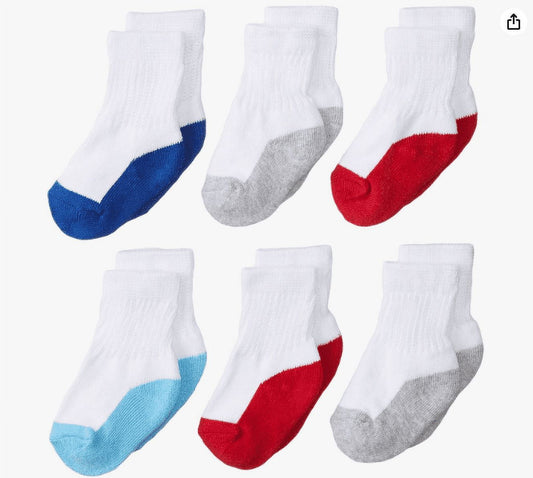 Value Pack Baby Boys Crew Socks - 6 Pairs