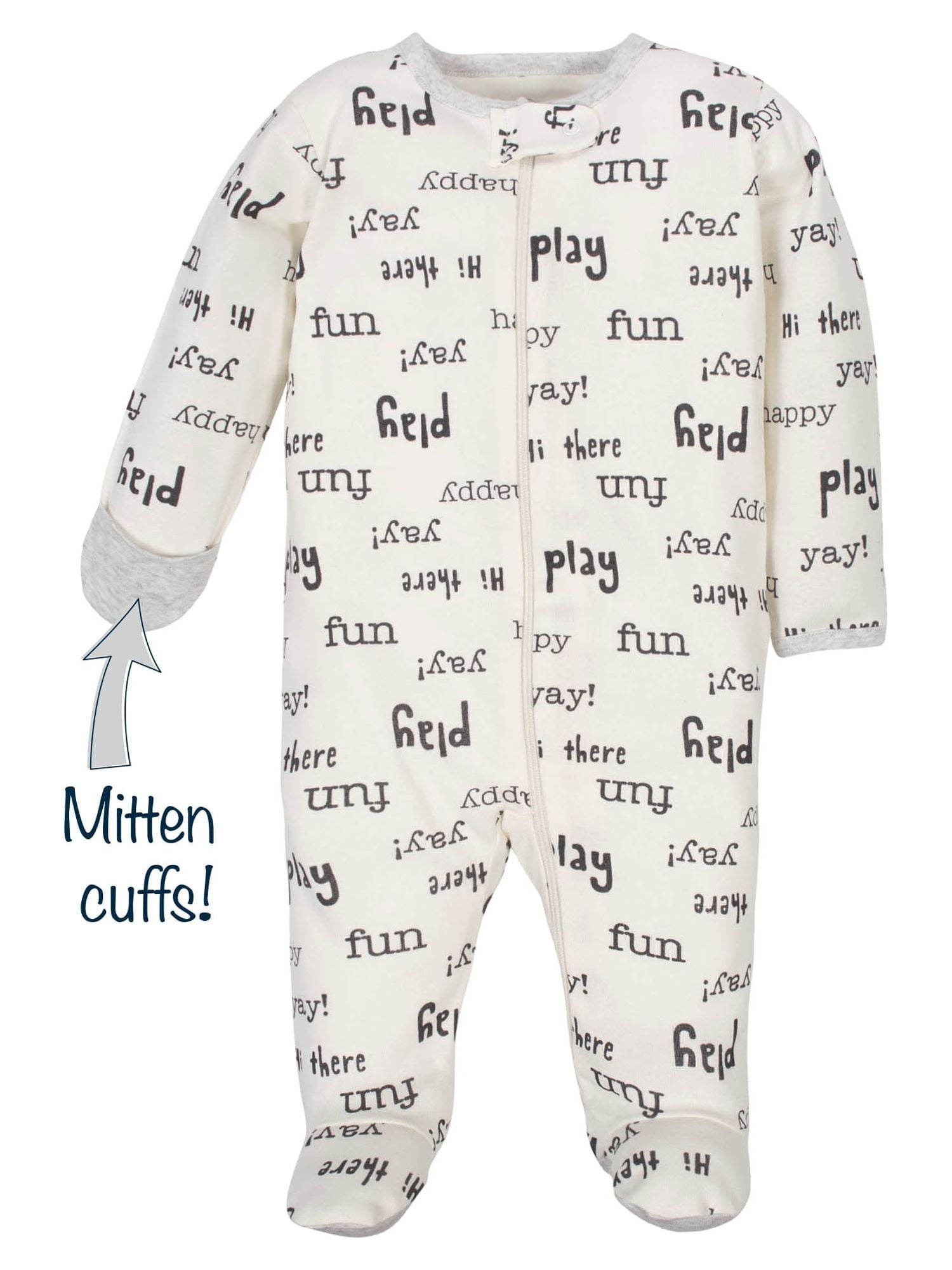 Wonder Nation Baby Neutral Zip Up Sleep ‘N Play Footed Pajamas, 2-Pack, Sizes Newborn - 6/9 Months