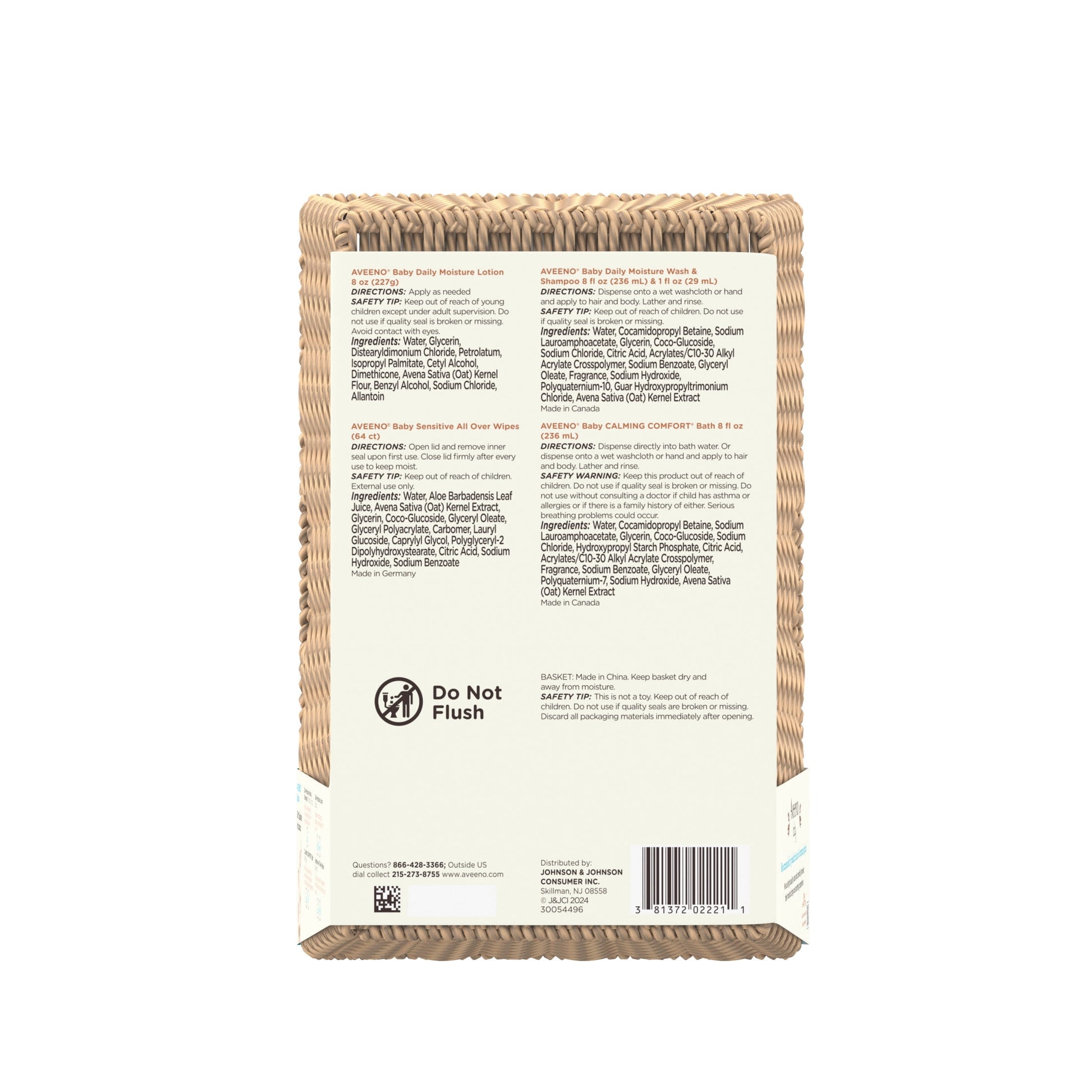 Aveeno Baby Welcome Little One Gift Set with Baby Wash, Shampoo, Wipes and Lotion, for Sensitive Skin, 5 full-size items