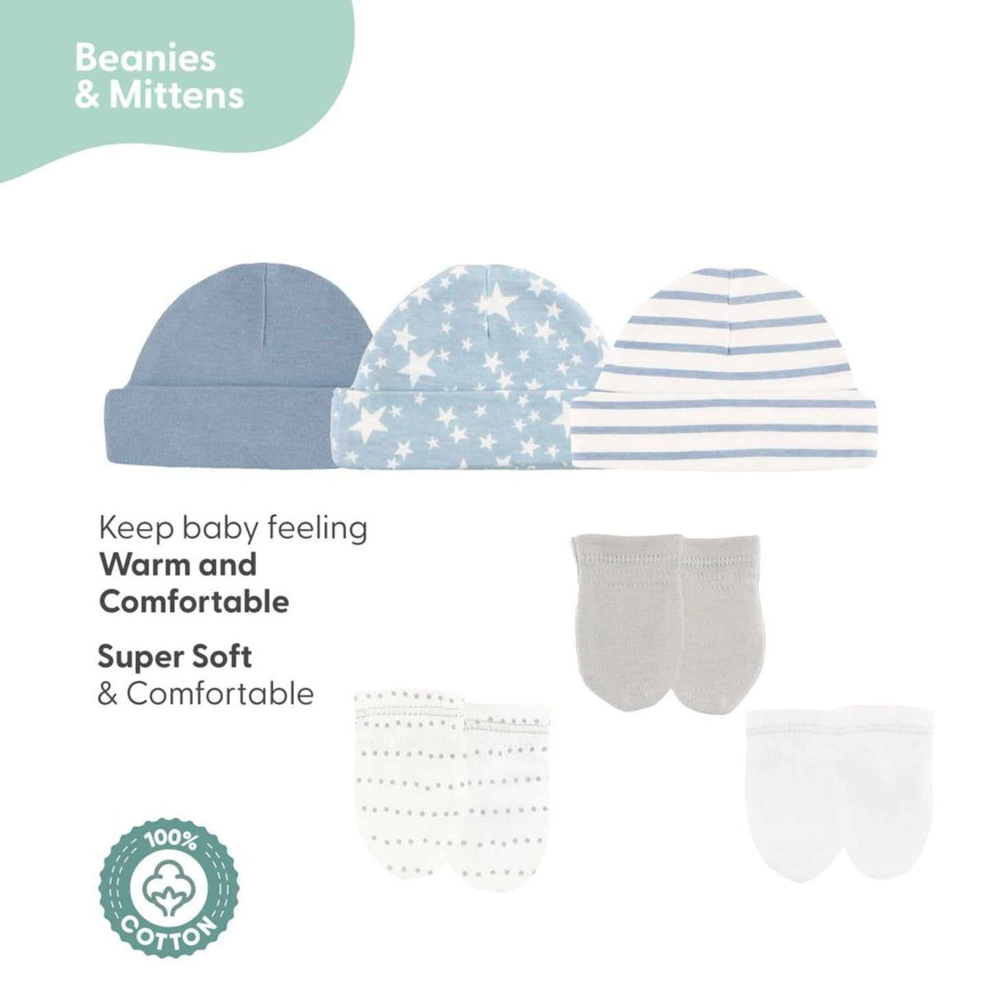 The Peanutshell Newborn Layette Gift Set for Baby Boys or Girls, 23 Piece Essentials, Blue Stars, Stripes, and Animals, 0-3 Months