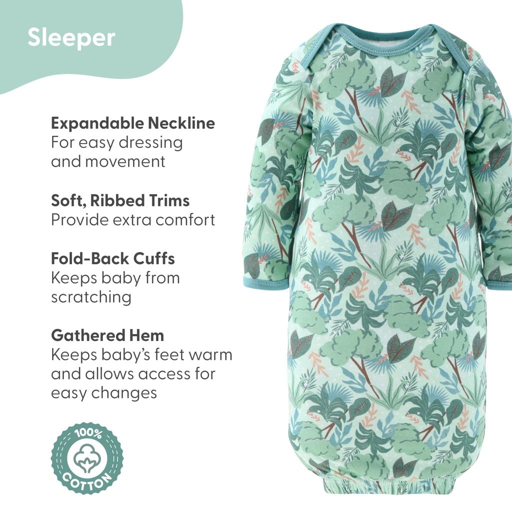 The Peanutshell Newborn Layette Gift Set for Baby Boys or Girls, Blue Green Wild Jungle, 16 Essential Pieces, 0-3 Months
