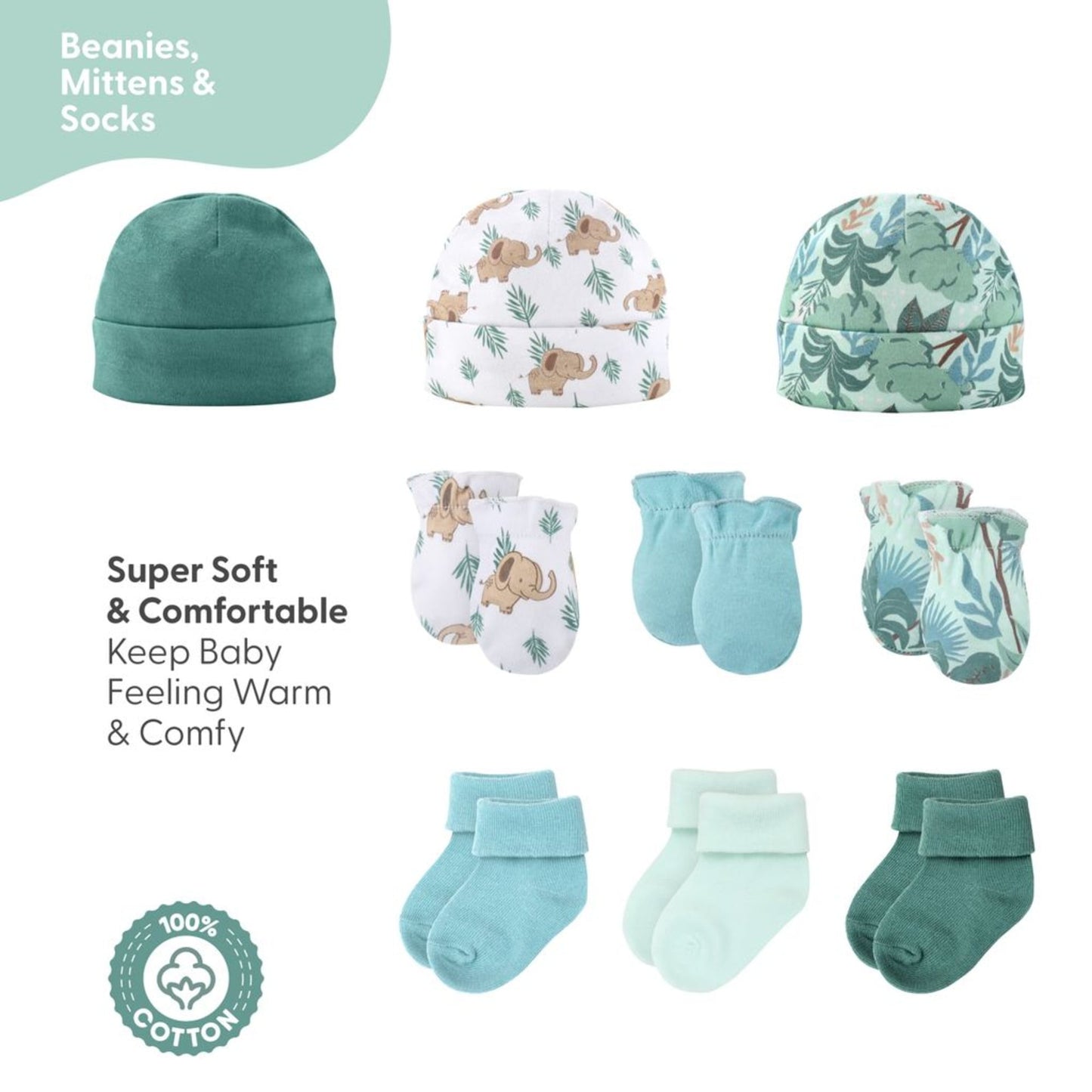 The Peanutshell 16-Piece Baby Layette Newborn Clothing Gift Set for 3 to 6 Months, Wild Jungle
