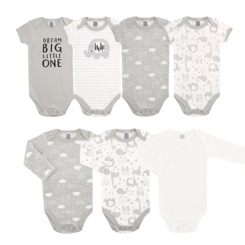The Peanutshell Newborn Baby Layette Gift Set for Boys and Girls, Shower Gift Essentials, Grey Sleepy Elephants