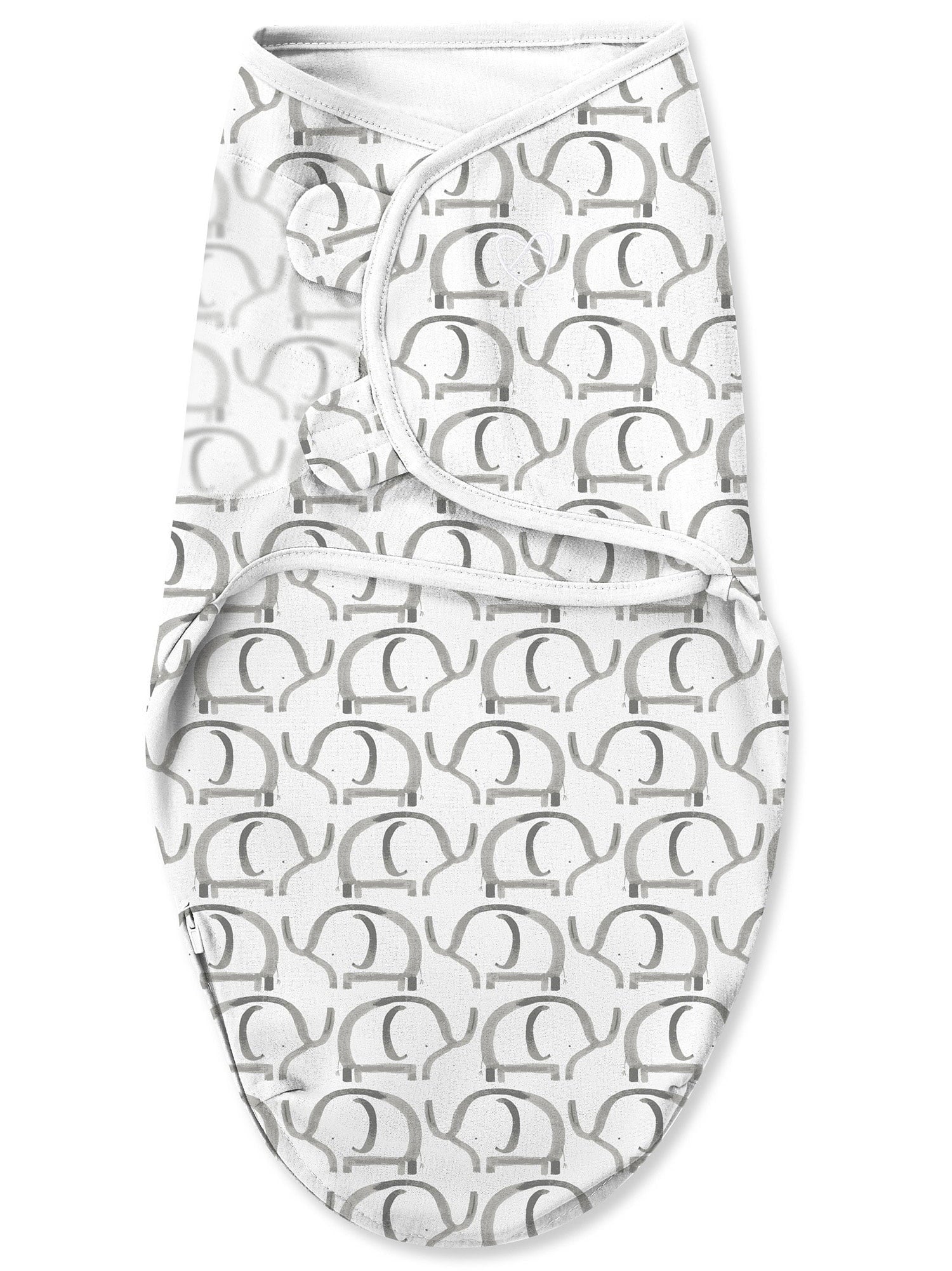 SwaddleMe Original Swaddle Blanket - Newborn Soft Luxe Edition Fabric with Easy Change Zipper - Ellie 2 Pack Grey Elephant and Triangle Prints Size Small (0-3 Months)