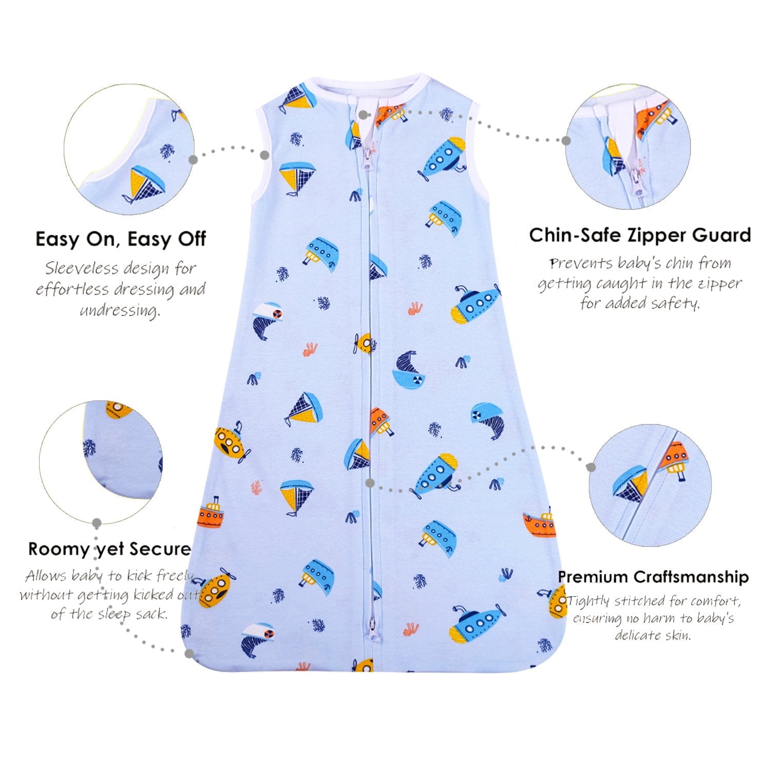 Sweet Baba 3 Pack Baby Boy Sleeping Bag Sack 0-6 Months - Lightweight 100% Cotton 2-Way Zipper TOG 0.5 Infant Wearable Blanket, Newborn Essentials Toddler Sleep Clothes