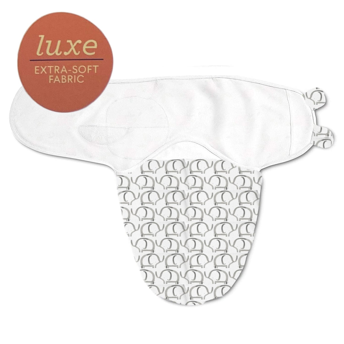 SwaddleMe Original Swaddle Blanket - Newborn Soft Luxe Edition Fabric with Easy Change Zipper - Ellie 2 Pack Grey Elephant and Triangle Prints Size Small (0-3 Months)