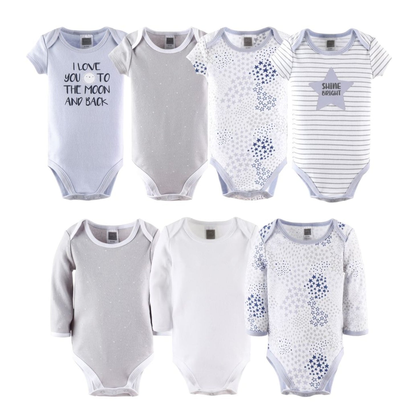 The Peanutshell Newborn Baby Layette Gift Set for Baby Boys or Girls, Shower Gift Essentials, Blue, Grey Celestial