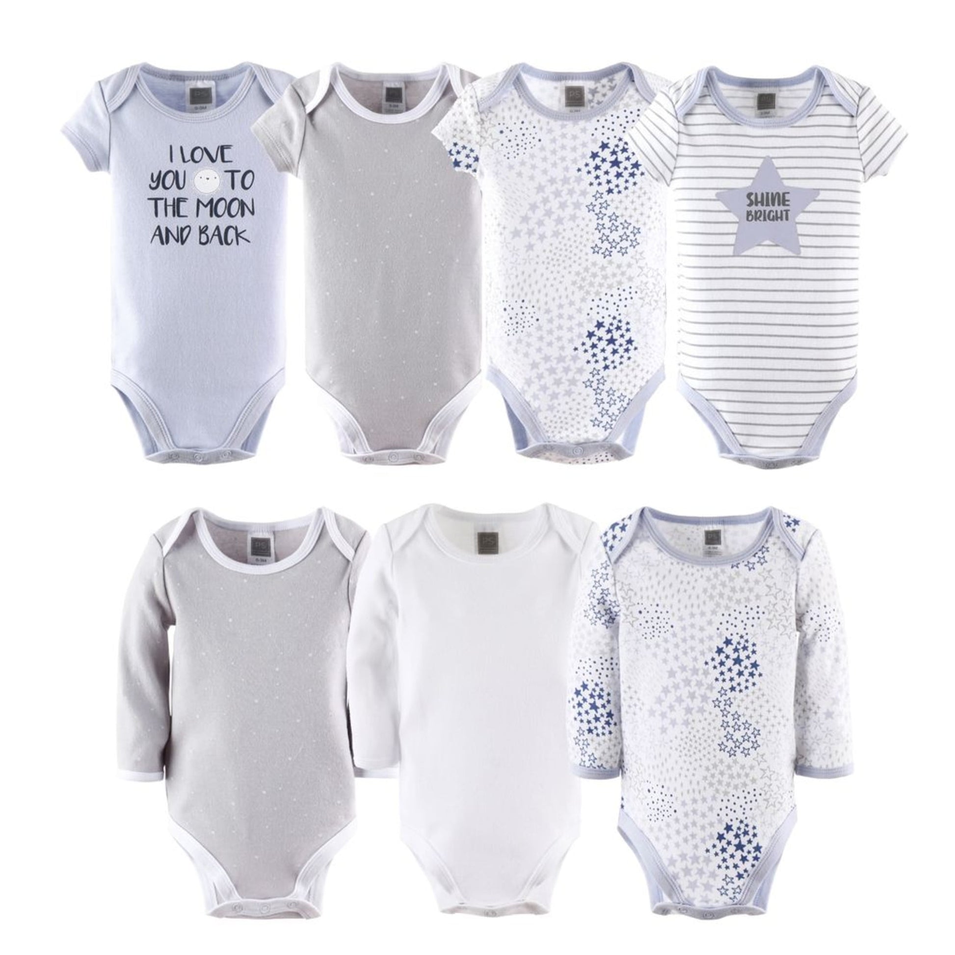 The Peanutshell Newborn Baby Layette Gift Set for Baby Boys or Girls, Shower Gift Essentials, Blue, Grey Celestial
