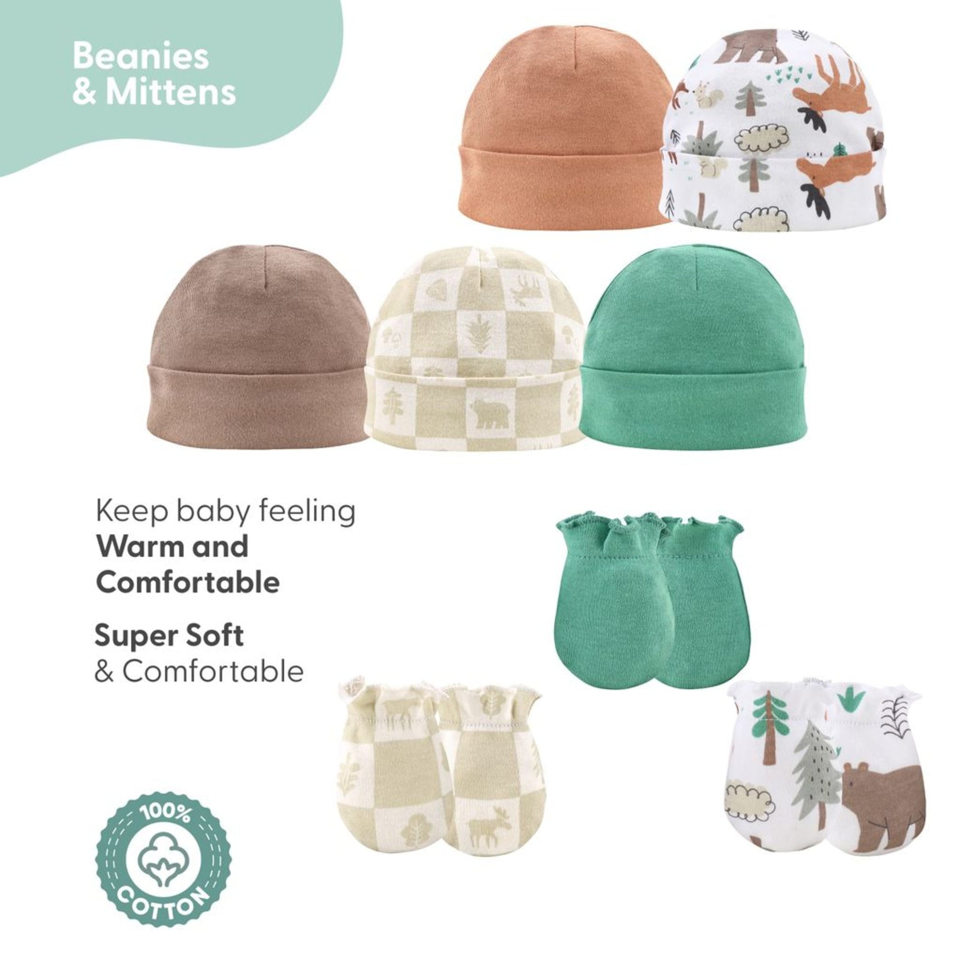 The Peanutshell Newborn Baby Layette Gift Set for Baby Boys, Woodland Animals, 23 Essential Pieces, 0-3 Months