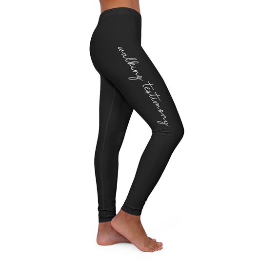 Womens Black Fitness Leggings - Say it Soul - Walking Testimony T-shirt - Christian - Religious - Faith-based - Inspirational Clothing-0